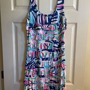Ladies Colorful Abstract Print Sleeveless Dress by Tango Mango